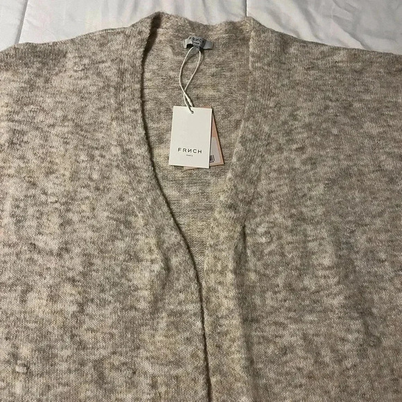 Frnch Paris Lamia Beige Open Front Cardigan Sweater - Size S/M - Picture 3 of 6
